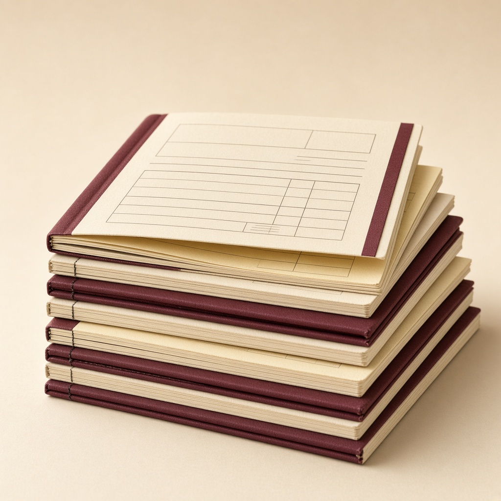 A stack of billing books