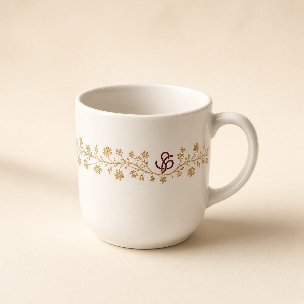 A printed ceramic cup